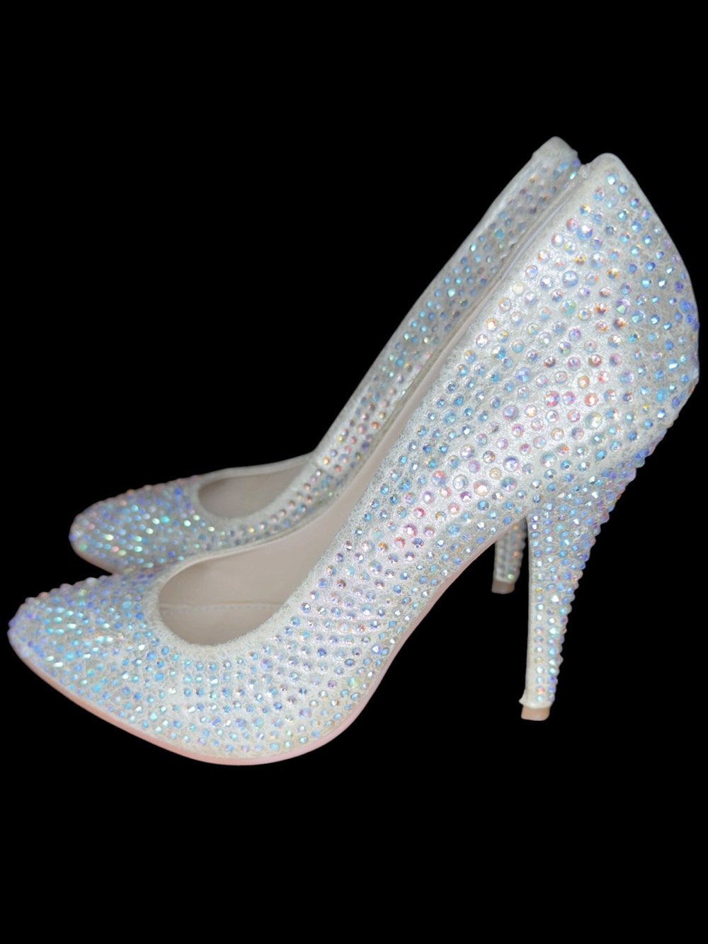 Blue by Betsey Johnson Rhinestone Bridal Wedding Heels Silver Sparkle Pumps 8.5 - Picture 6 of 14